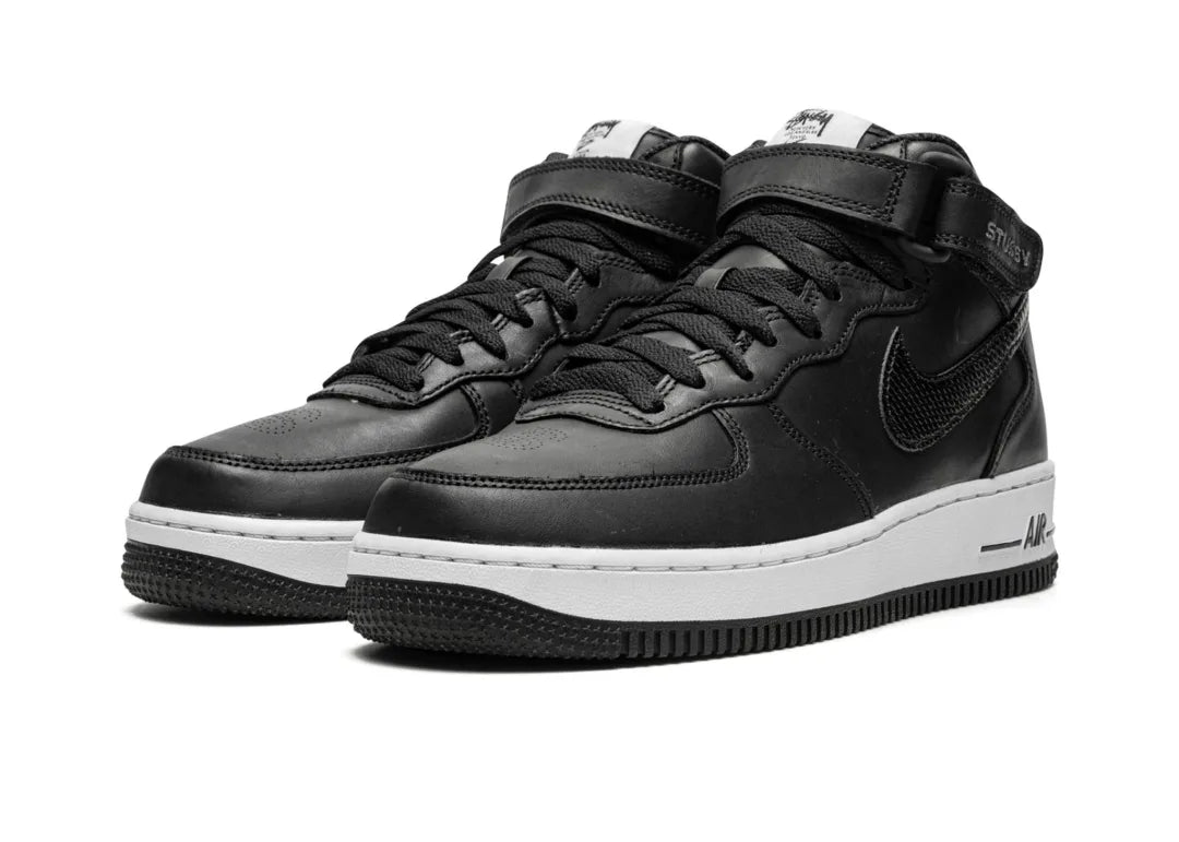 Nike Air Force 1 Mid Stussy Black White - PLUGSNEAKRS