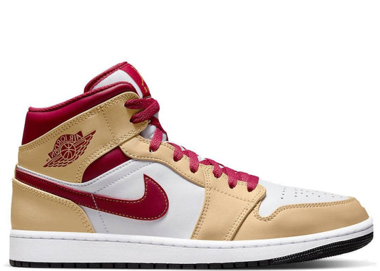 Nike Air Jordan 1 Mid Light Curry Cardinal - PLUGSNEAKRS