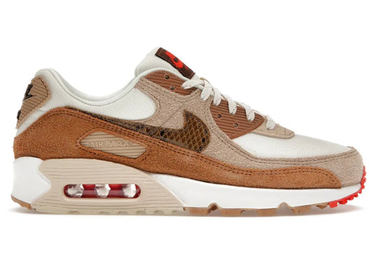 Nike Air Max 90 SE Blasselfenbeinfarbener Schlangenleder-Swoosh